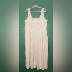 Banana Republic Ivory Linen Wide Leg Crop Jumpsuit